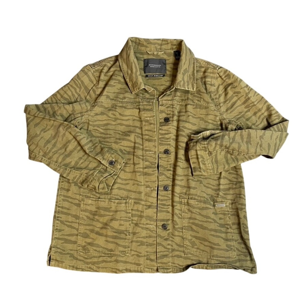 Scotch Soda Maison Scotch Zebra Jacket Camo Print Size 1 Utility Button Front
